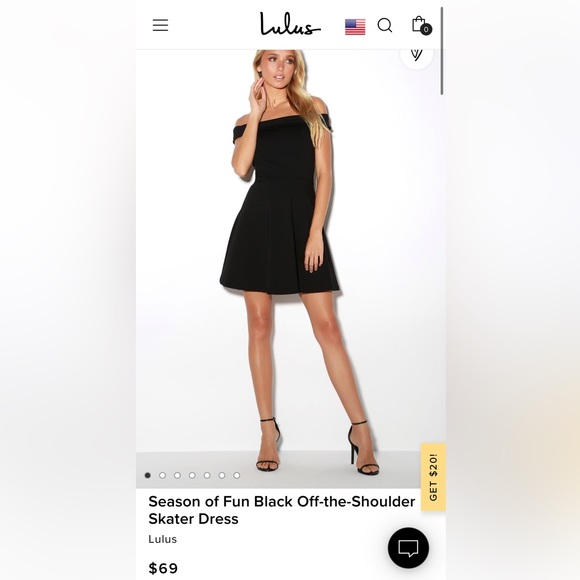 Lulu’s Black Season of Fun Black Off-the-Shoulder
Skater Dress size S (NWT) - Picture 1 of 4
